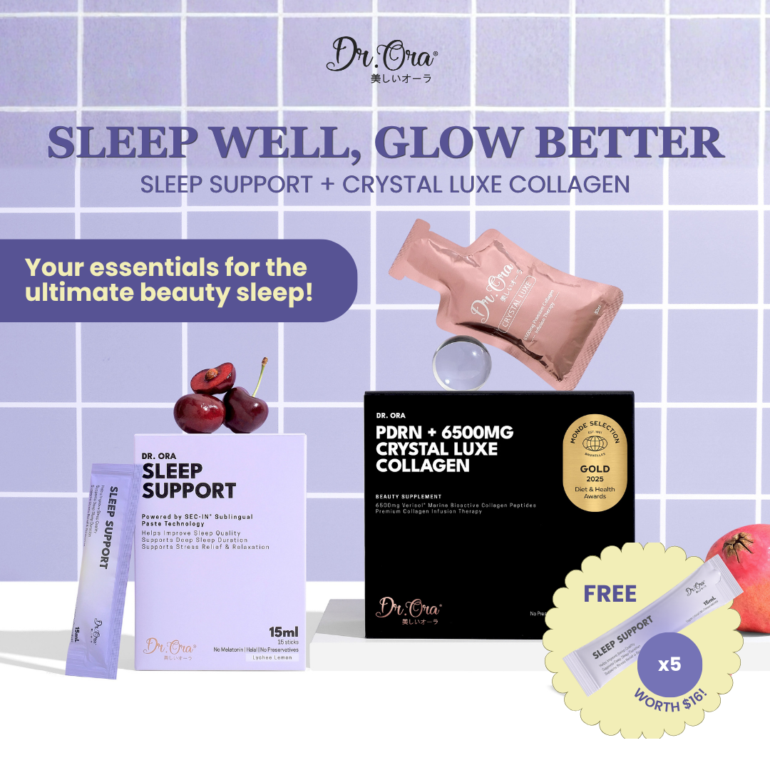 Sleep Well, Glow Better Bundle: Sleep Support + Upgraded Crystal Luxe Collagen + GWP 5 x Sleep Support Sachets