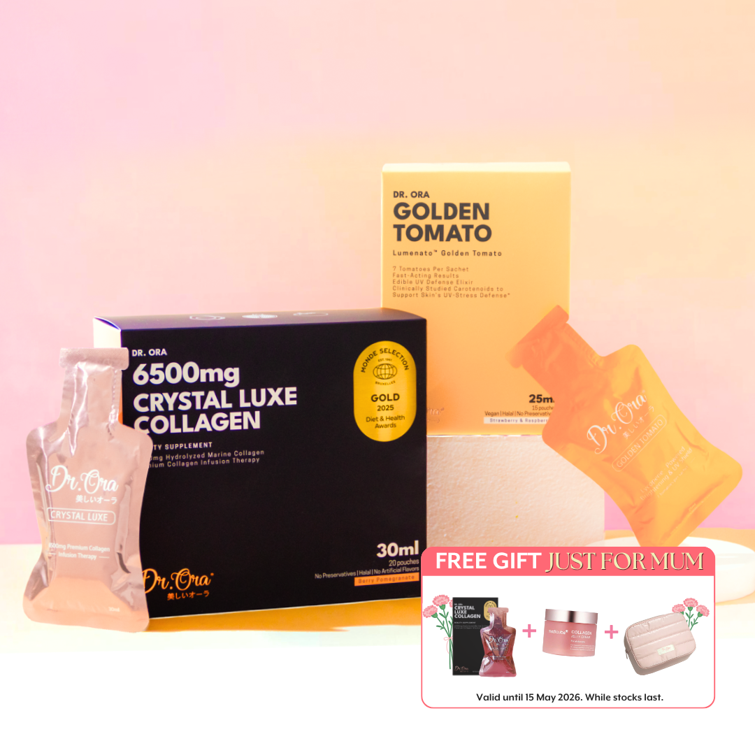 Mother's Day Bundle - Golden Tomato & Crystal Luxe Collagen | Oral UV defense supplement | 6500mg Hydrolyzed Marine Collagne + Free Gifts