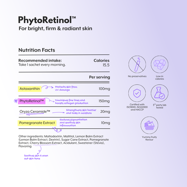 Phytoretinol - Best Anti-Aging Supplement Singapore | Plant-Based Retinol Alternative, Bakuchiol, Reduce Wrinkles & Boost Collagen