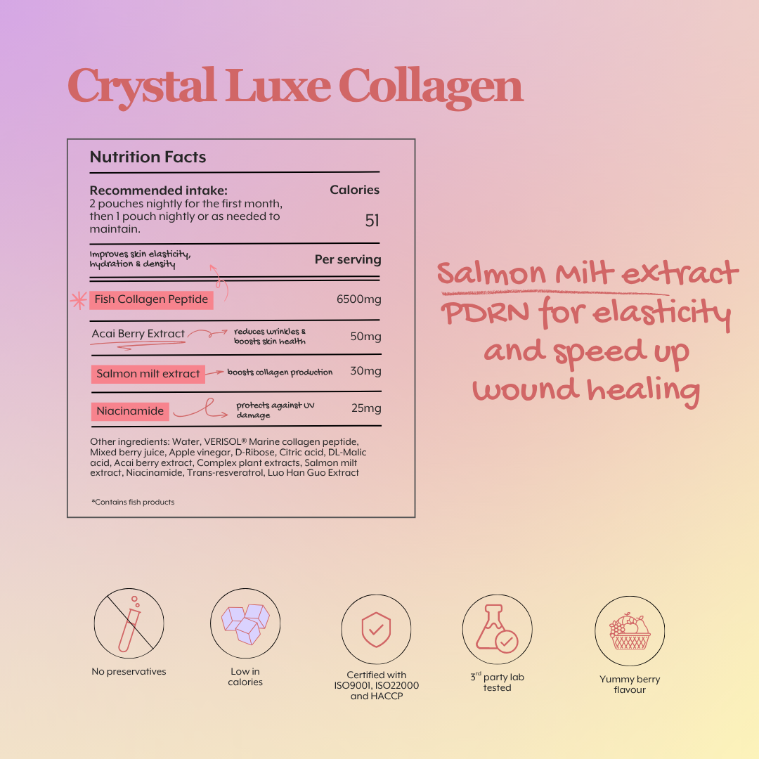 Crystal Luxe Collagen + PDRN | 6500mg Collagen, Skin Hydration & Radiant Glow